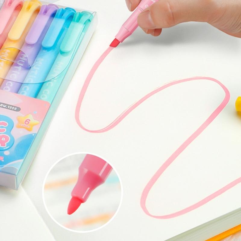 6/12/24 Colors Highlighter Markers Multifunctional Highlighter Pen Fluorescent Pen Double-Head Highlighters for Journal