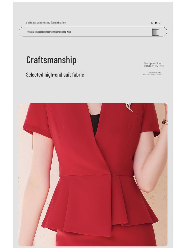 Women's High-End Professional Short-Sleeve Suit for Jewelry Store or Salon Receptionists