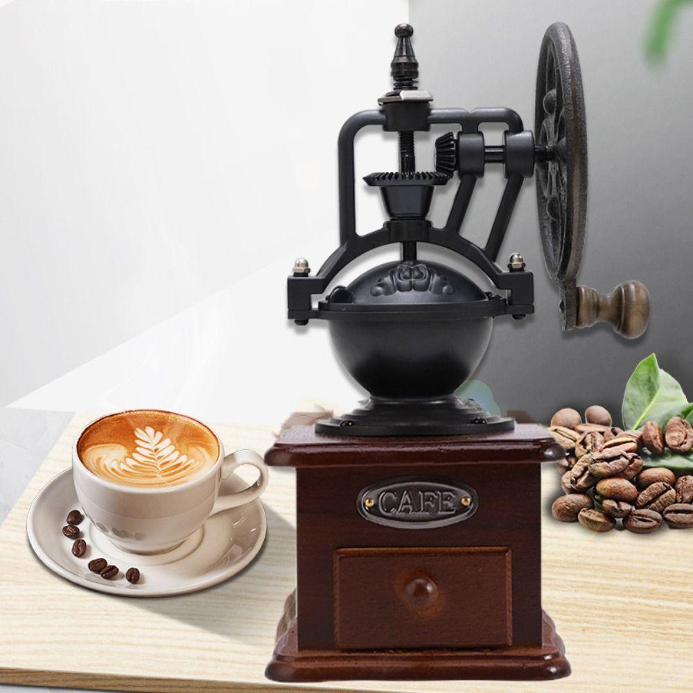 Manual Coffee Mill Burr Wood Coffee Grinding Machine Portable Vintage Coffee Bean Grinder  Cafe