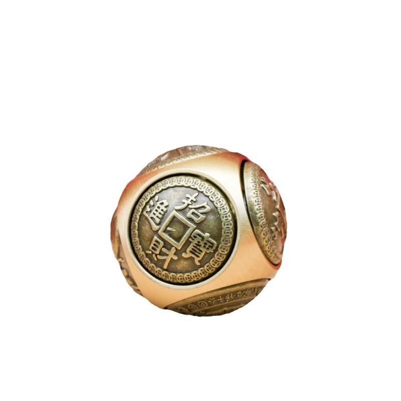 Mässing Roterande Sfärisk Tärningsprydnad - Kreativ Sexsidig Wenwan för Tur, Fred och Glädje