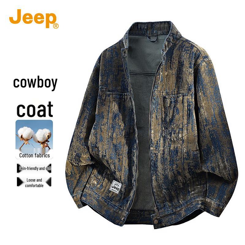 

JEEP Men s Retro Tie-Dye Distressed Denim Jacket 2XL