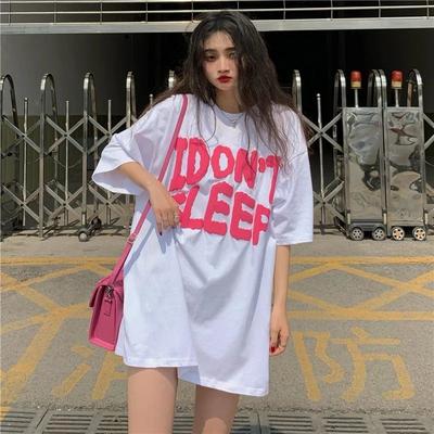 Plus Size American Retro Letter T-shirts Women Loose Summer Boyfriend Harajuku Streetwear Couple BF Style Unisex Tops