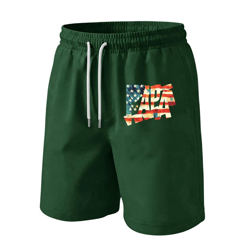 Men's Casual Drawstring Waist Shorts with Flag Print Lightweight Comfortable Fit Suitable for Daily Wear and Outdoor Activities