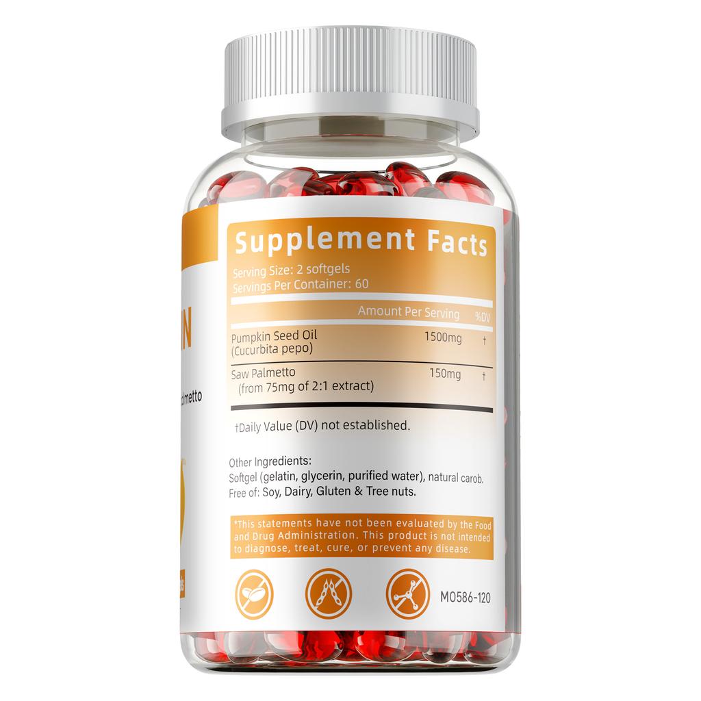 Pumpkin Seed Oil - Saw Palmetto - Hair Growth, Urinary Tract and Prostate Health