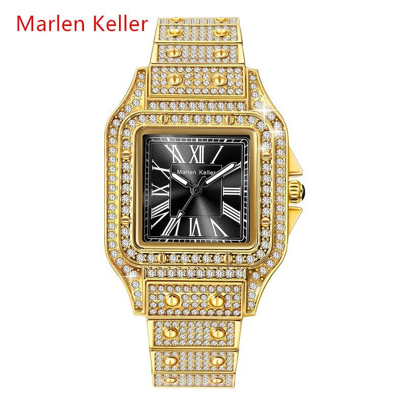 Dámské hodinky Módní Luxusní Křemenné Náramkové Hodinky pro Dámu Ciferník s Diamanty Hodiny z Nerezové Oceli