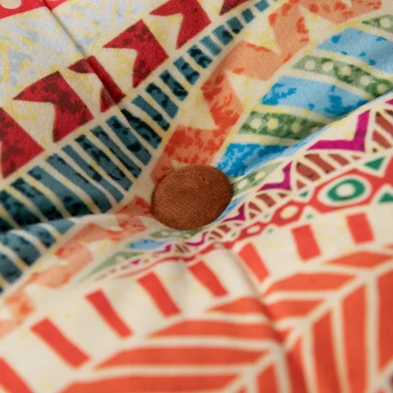 Retro Thicken Square Chair Cushion Soft Dutch Velvet Printed Butt Pad Portable with Handle Outdoor Garden Seat Cushions 40x40cm