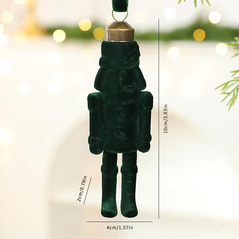 1/4Pcs Flocked Nutcracker Hanging Charm - Vintage Christmas Tree Pendant, Soft Retro Ornament for Holiday Home Decor