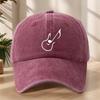 Musical Note Guitar Print Baseball Cap  Stylish Street Rock HipHop HatClassic Washed Retro Adjustable Comfortable Outdoor