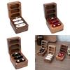 Rings Container Solid Walnut Wood Wedding Ring Storage Organizer Jewelry Box with Velvets Interior for Engagement