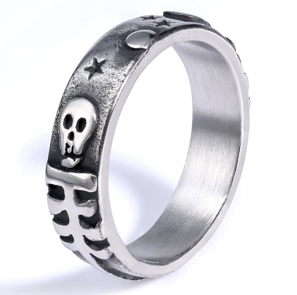 Personalized Stainless Steel Personalized Skull Trendy Man Retro Star Men'S Ring New Punk Style