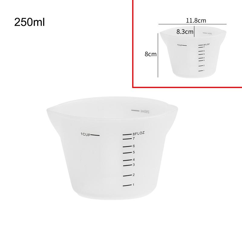 500Ml 250Ml Silicone Measuring Cups Transparent With Scale Epoxy Jewelry Casting Mold Nonstick Reusable Diy Craft Supplies 250ml