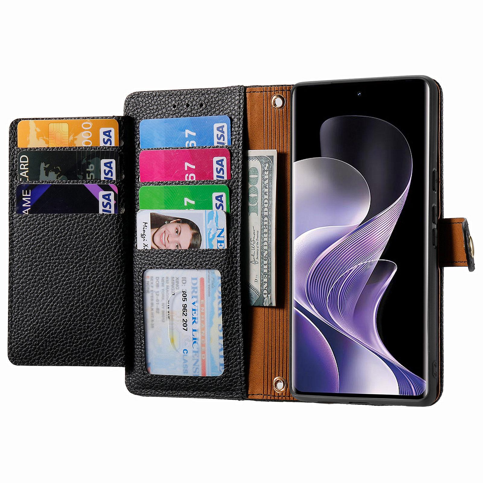 

For Xiaomi Redmi Note 14 Pro 5G/Poco X7 5G Case RFID Blocking Zipper Pocket Leather Wallet Phone Cover with Strap Brown