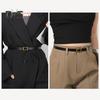 Imitation Leather Women Belt Adjustable Length Retro Style Waist Belt Decorative Jeans Belt Casual Office Parties Wear
