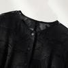Elegant Floral Jacquard Mulberry Silk Round Neck Top
