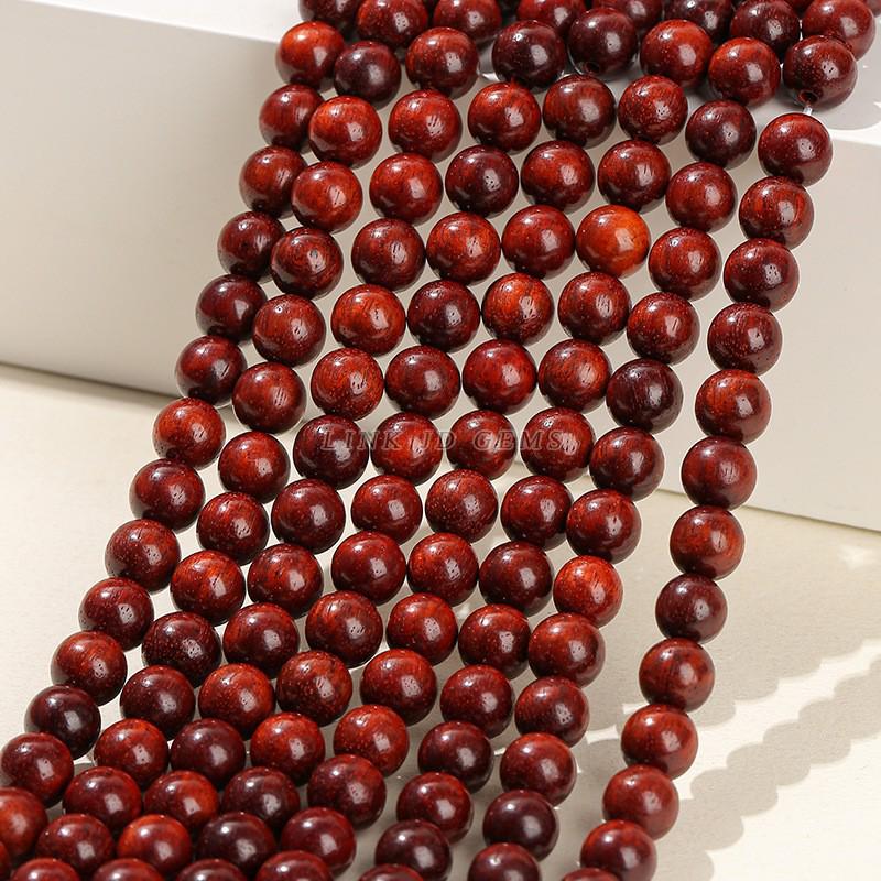 Golden Sandalwood Round Beads - Loose Wooden Beads for DIY Buddhist Jewelry & Accessories