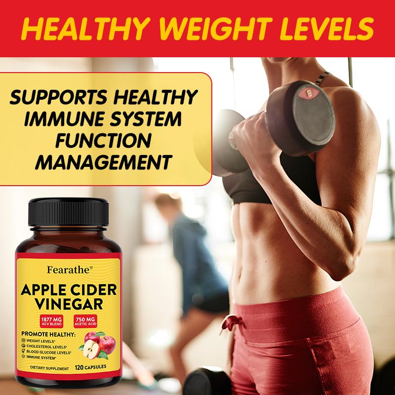 Apple Cider Vinegar 120 Capsules Extra Strength ACV Supplement with Vitamin D3