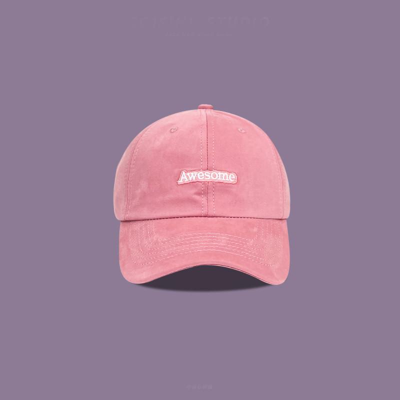 Spring Unisex Adjustable Cotton Embroidered Letter Baseball Cap For Summer розовый