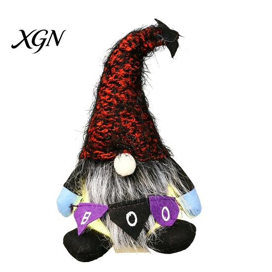Striped Knitted Gnomes Halloween Plush Gnome Decoration, Spooky Boo Swedish Tomte Elf Figurine, Decorations Scandinavian Dwarf Ornament for Home Table