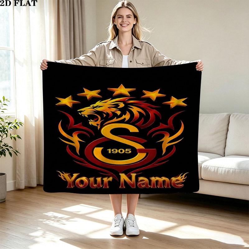 1PC Galatasaray S Custom Name Patterned Flannel Blanket Suitable For All Seasons for Home Decor Warmth and Comfort Gifts Holiday Present