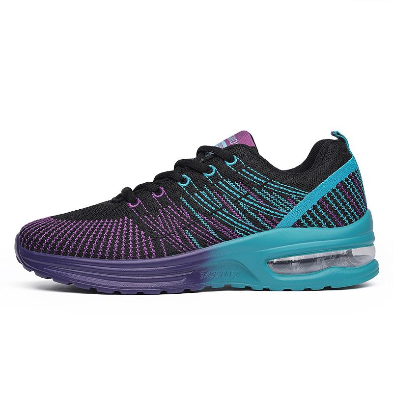 Trendige farbenfrohe Frühjahrs-Flugweberei Sportschuhe mit Air-Cushion-Dämpfung, leichte, atmungsaktive und bequeme Freizeit-Sportschuhe
