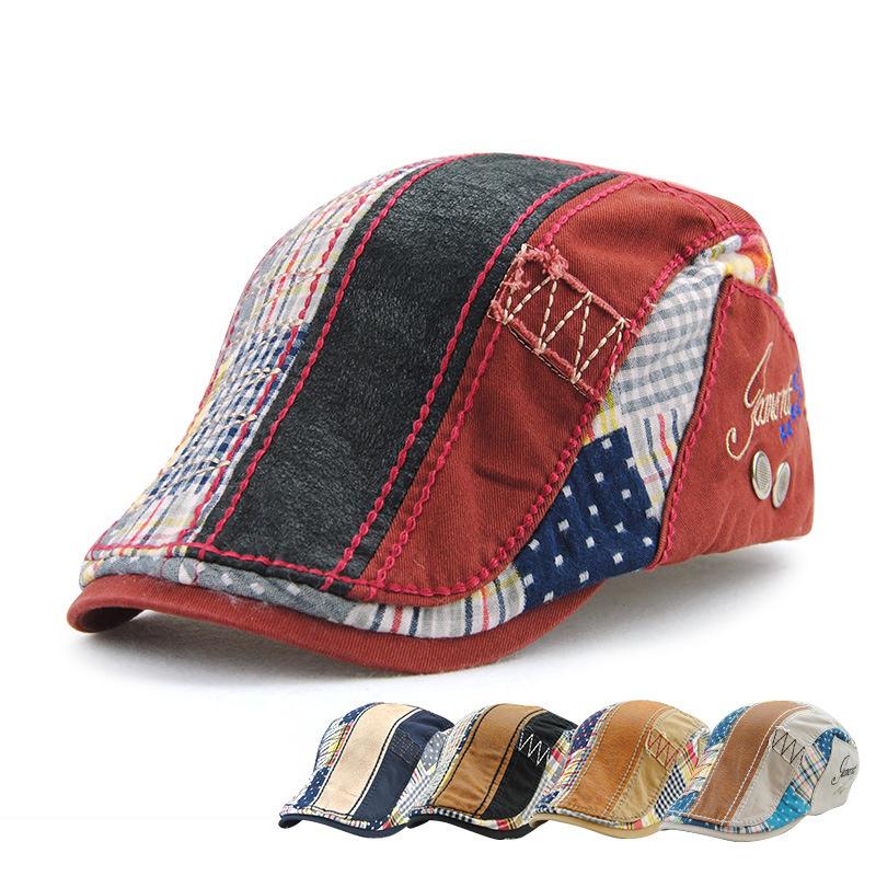 Fashion Unisex Men Newsboy Cabbie Gatsby Flat Cap Cotton Golf Beret Patchwork Hats