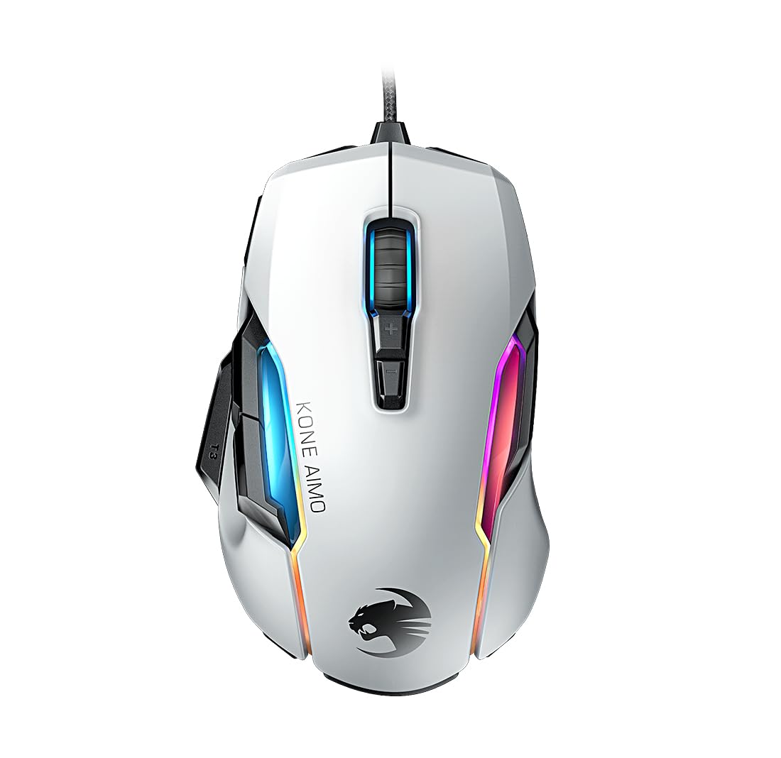 

ROCCAT Kone AIMO Remastered Дротова Ігрова MMO Миша для Windows 7 або новіших, Японська, Плетений кабель, Біла, Оптична, 16000 DPI, Багатокнопкова, 130 г, RGB, [Офіційна