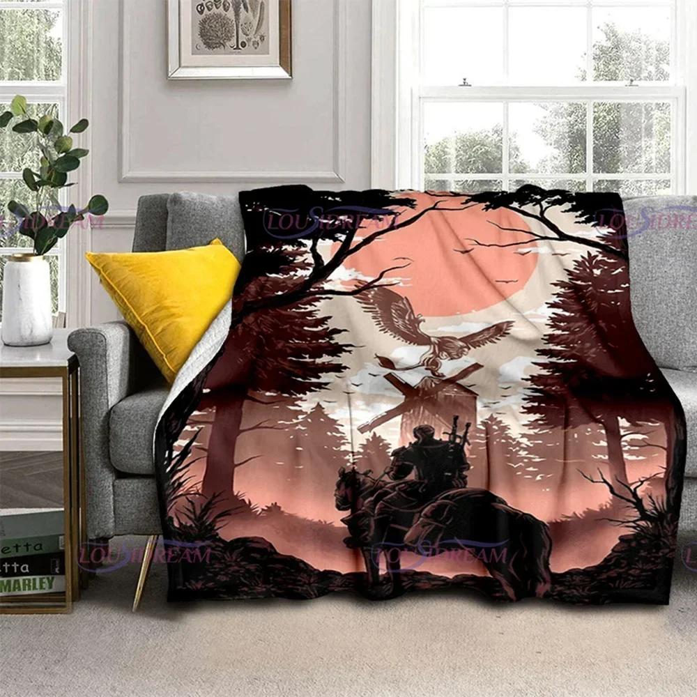 Coperta con Stampa 3D di Lupo Gioco W-Witcher Coperte da Divano per Letti Morbida Calda Coperta Plaid Lupi che Corrono Coperta da Lancio Coperta in Flanella