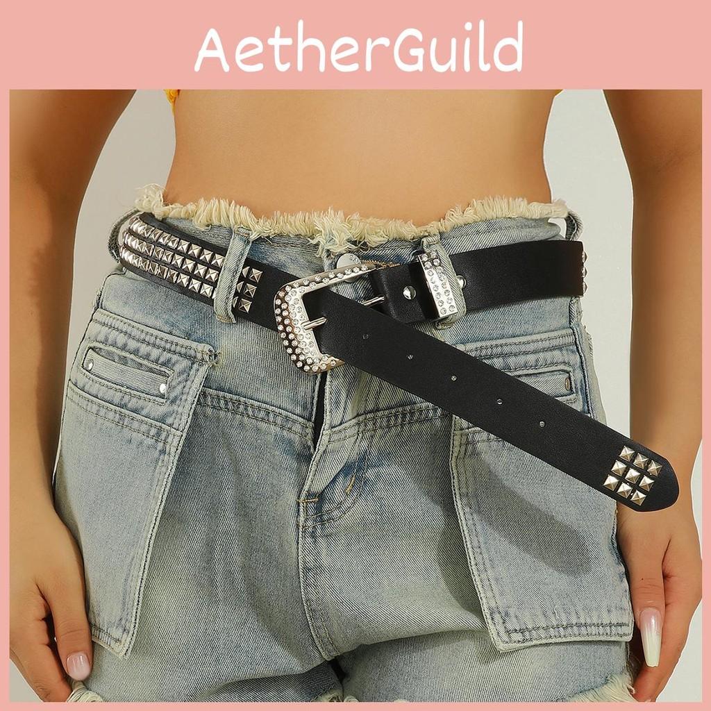 Rivet And Fashion Rhinestone Decoration Women Casual Wide Belt For Daily