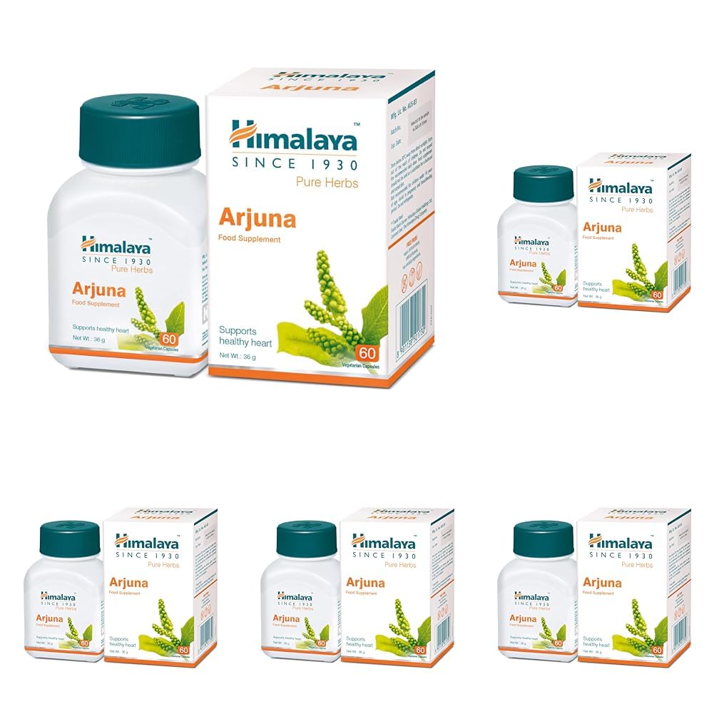 Himalaya 5 x Arjuna Heart Support Supplement 60 Tablets Each For Circulation Health Wellness Stress Relief