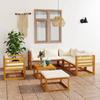 Garden Lounge - EXCLUSIVE HOUSE - 8-Piece Set - Solid Acacia - Removable Cream Cushions - Modular with Coffee Table