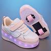 28-38 Children's Plus Size Two Wheels Disassembled Into Flat Sports Shoes LED Illuminated Sports Shoes Children's Shoes Board Shoes