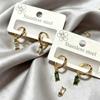 Stylish Rhinestone-Inlaid Stainless Steel Earrings with Electroplated Pendant