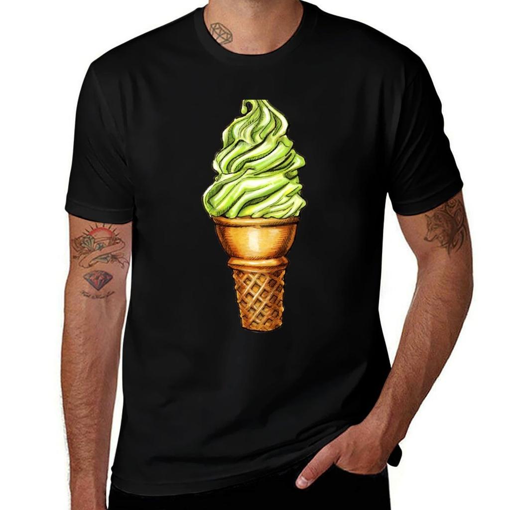 Pistachio Ice Cream Pattern T-Shirt Fitness Training Breathable Tee