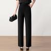 Minimalist Women's High-Waisted Black Trousers - 2026 Spring Arrival, Simple Straight-Leg, Stretchy Slimming Casual Pants