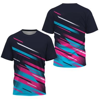 T-shirt à rayures dégradées tendance pour homme, vêtement d'entraînement de badminton, de tennis de table, hauts d'été, t-shirts de sport décontractés à col rond