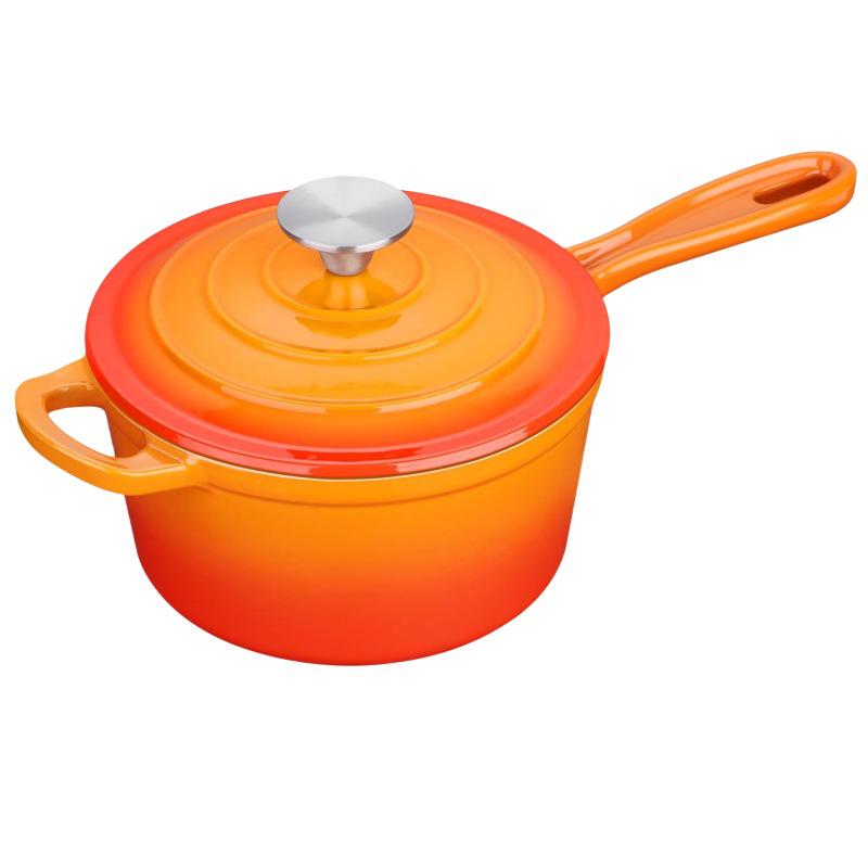 

Custom Cast Iron Enamel Milk Pot with Long Handle - Non-Stick, Thickened Baby Food and Sauce Pot for Households 19cm мандариновый
