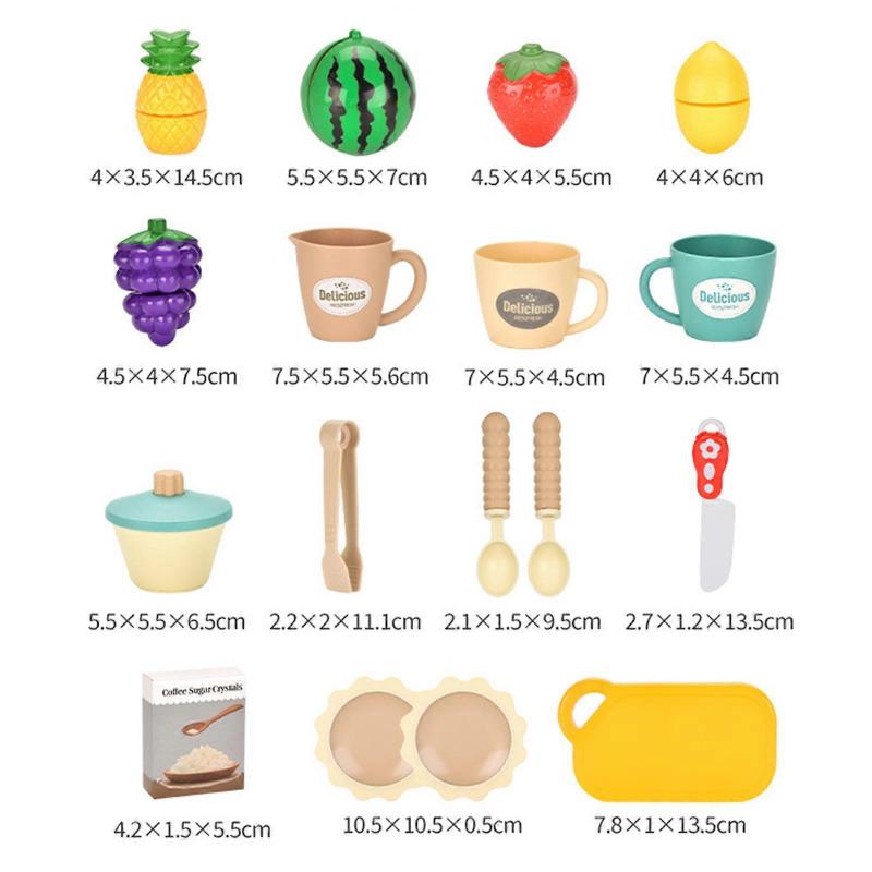 Kitchen Toys For Kids Cooking Bread Simulation Food Coffee Cake ABS Multicolor Vegetable Cutting 1 Set Gift Pretend Play