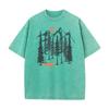 Classic Fox Forest Outdoor Style Hip Hop Washed Retro T Shirts Crew Neck Pure Cotton Female Tees Washed T Shirt Summer