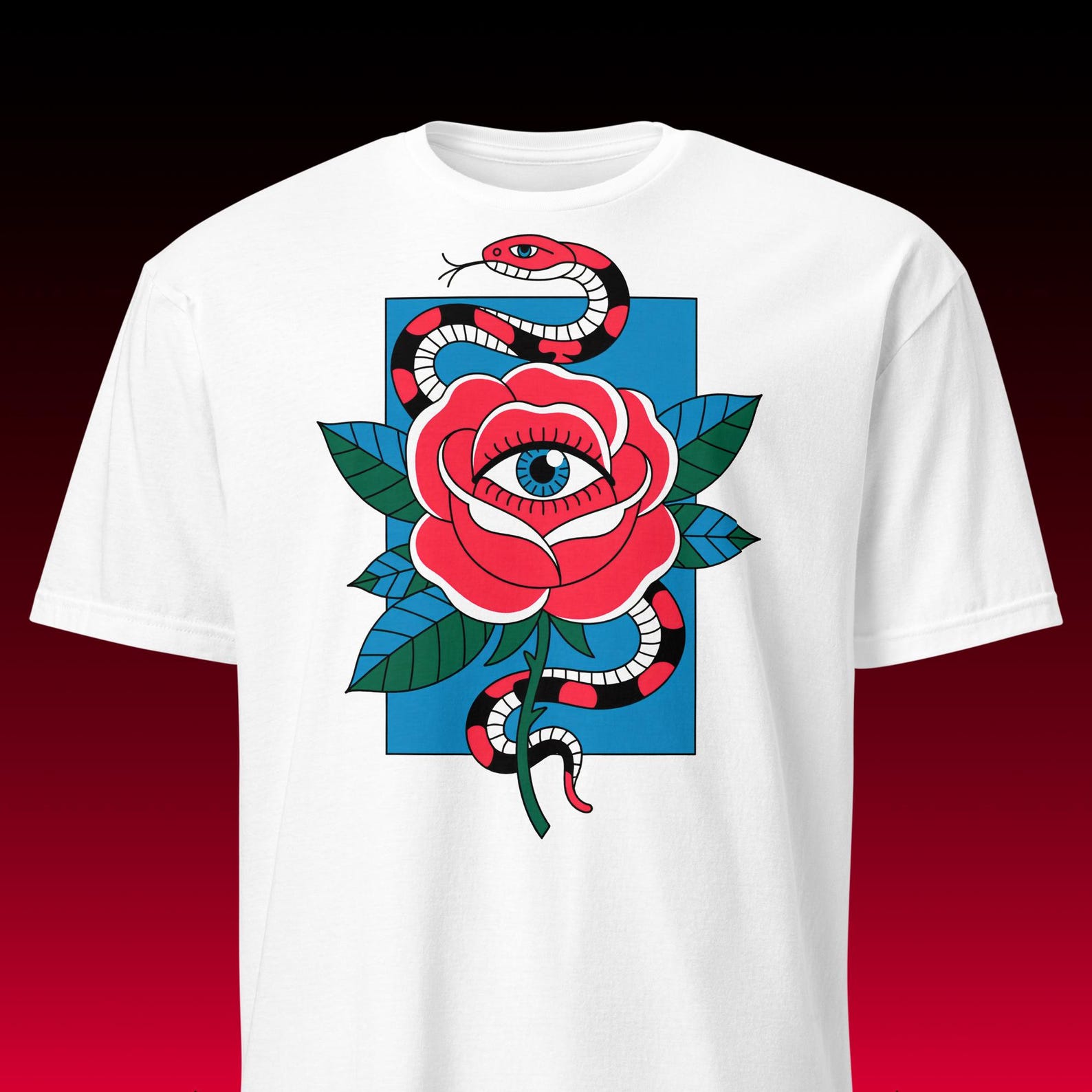 Graphic T-Shirt | Old School Tattoo Snake Rose | Mystic Eye Aesthetic 4XL
