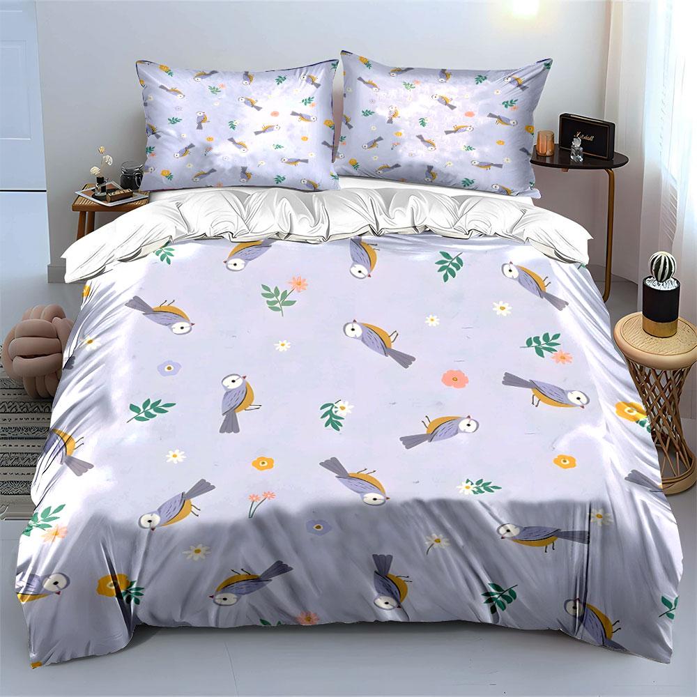 Whimsical Birds and Blossoms. Bedding Sets Duvet Covers Pillowcases(1* Duvet Cover 2* Pillowcases Without Duvet Insert)