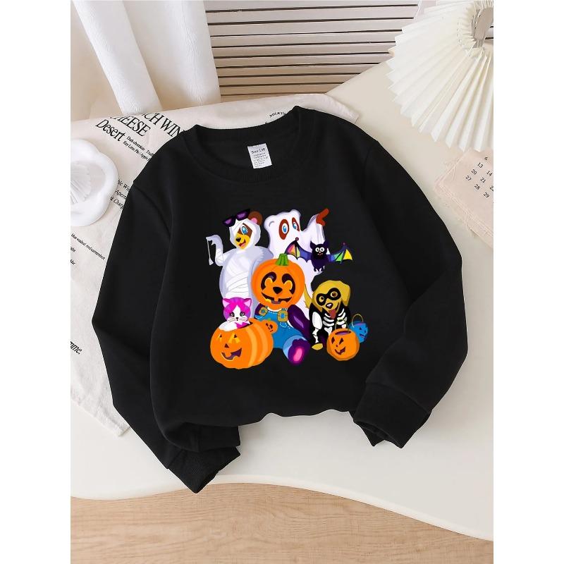 Kids Sweatshirt,Round-Neck Pullover , Cute Print Sweatshirt, Soft Casual Sweatshirt, Easy-Care Pattern Outfit