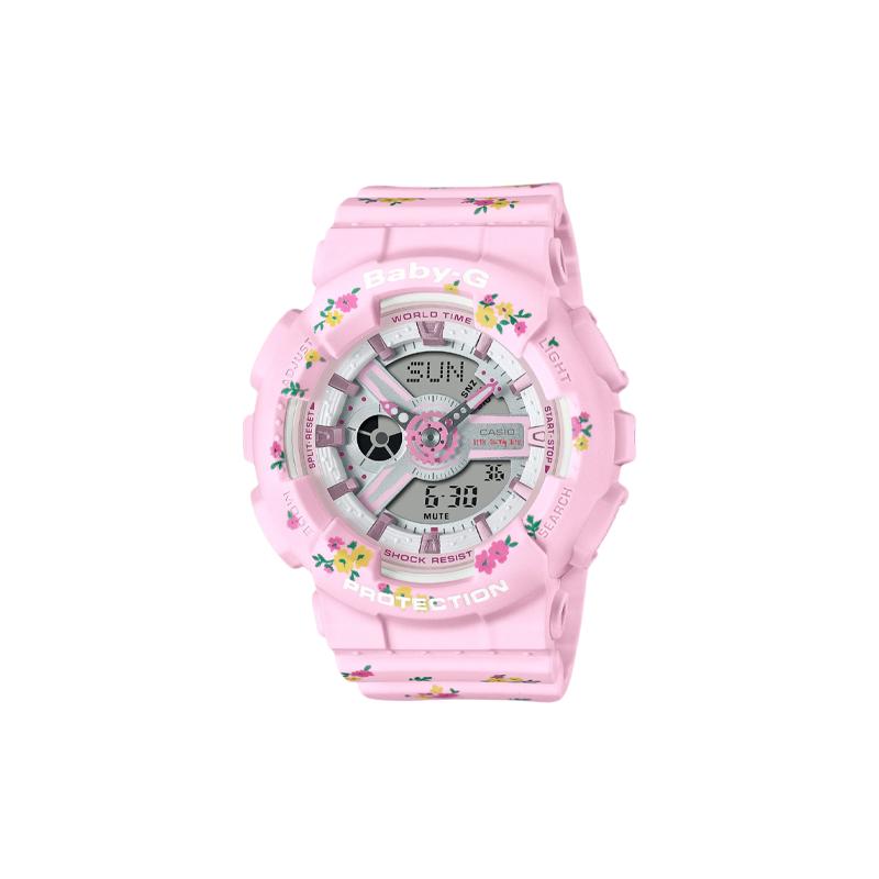 

Casio BABY-G little sun bit special collaboration floral pattern shockproof and waterproof sports watch quartz movement resin strap BA-110LSB-4AJR сірий колір