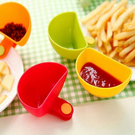 Yousheng Dipping Sauce Dish with Clip Multipurpose Condiment Bowl for Ketchup Vinegar Plastic Party Seasoning Container Household Kitchen Utensils