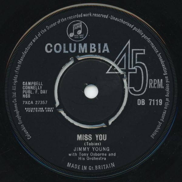 

7inch Record JIMMY YOUNG - Miss You DB7119 Columbia 1963 UK Pop Used