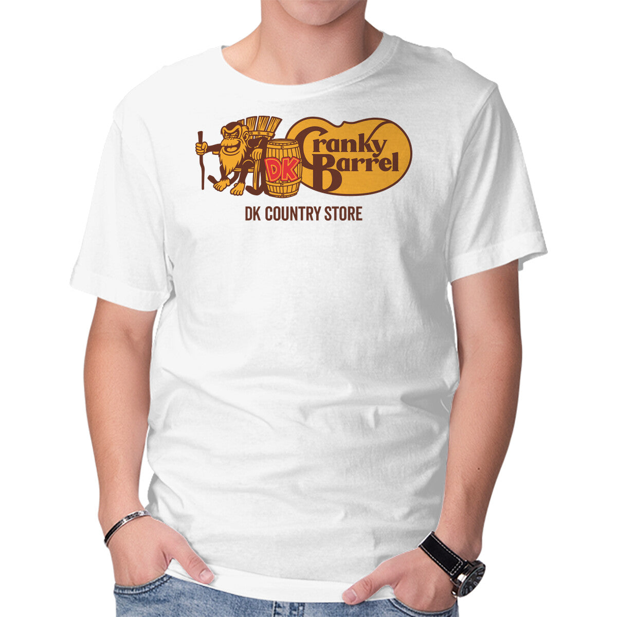Unisex Crew Neck T-Shirt Cranky Barrel Graphic Short Sleeve Casual Tee M