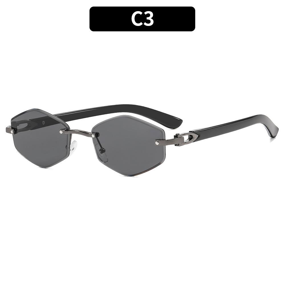 European and American fashion new frameless sunglasses personalized trimming high-end spicy sunglasses personalized versatile street shot glasses