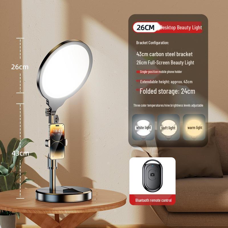 LED Live Streaming Selfie Light: Desktop & Floor Standing