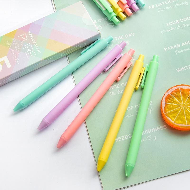 5pcs Vintage Color Pen Ballpoint Pure Plastic Gel Ink Roller Ball Pens for Writing Candy Gift A6696