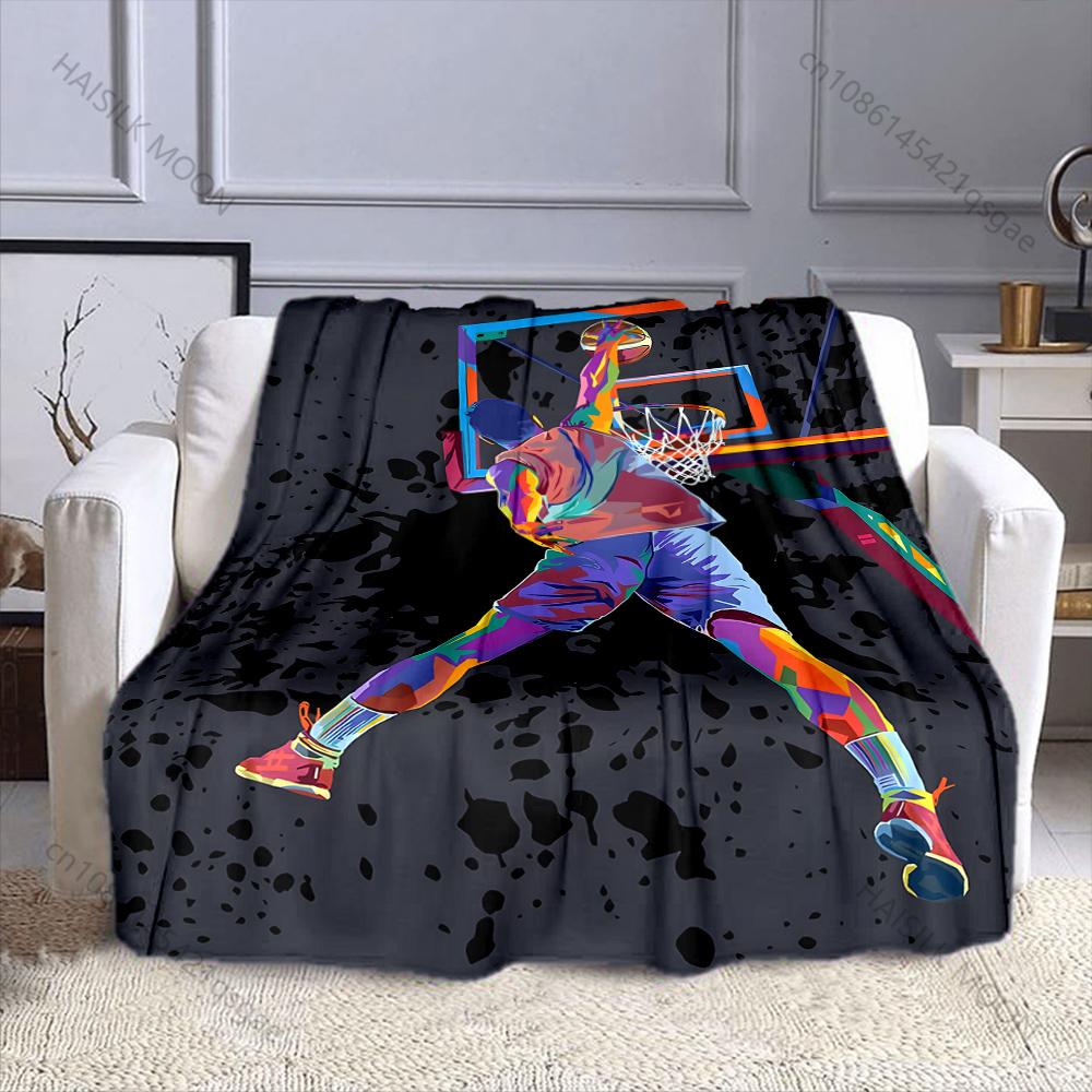 Vibrant Basketball High-flying Dunk Print Adult Child Warm Blankets Home Travel Car Soft Comfortable Suitable for All Seasons