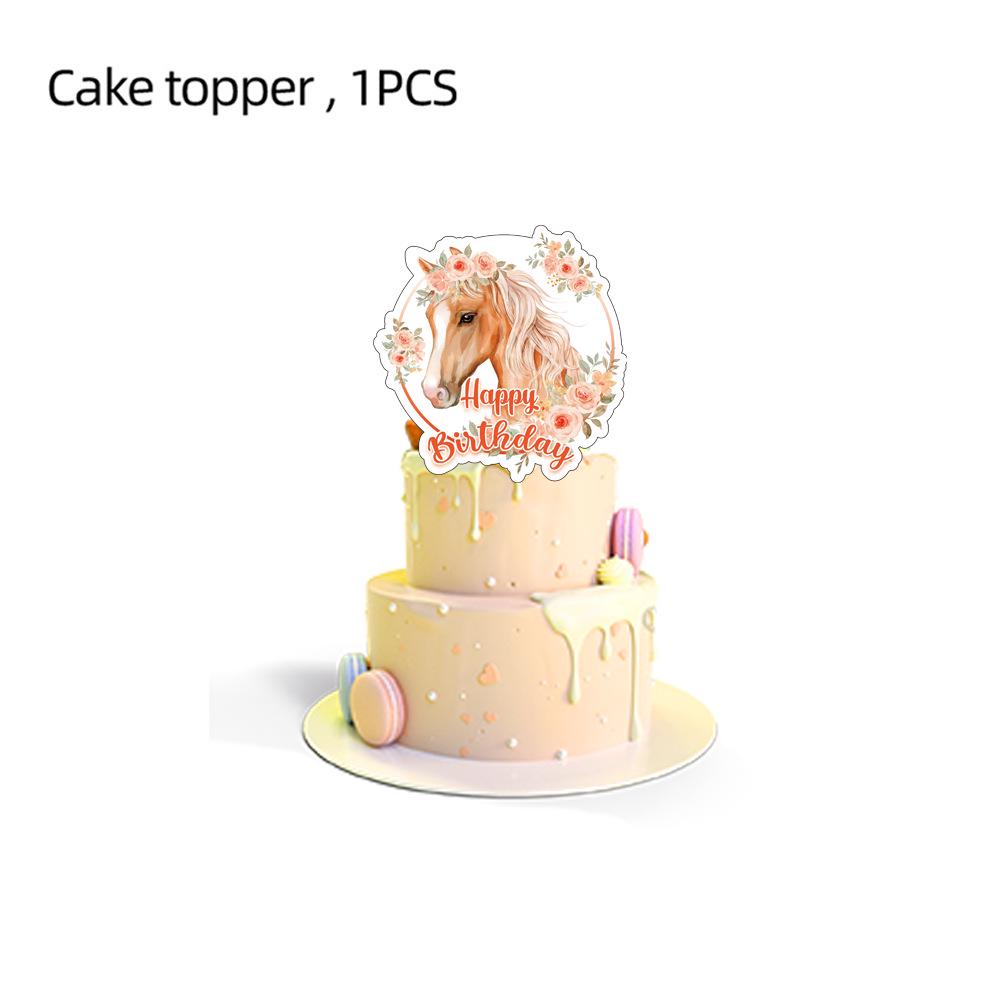 

Декор на день рождения в тематике скачущей лошади: Мультяшные шары и топперы для торта